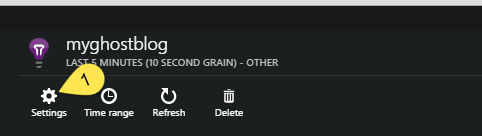 Application Insights Settings button