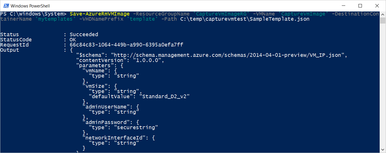 After Save-AzureRmVMImage Call