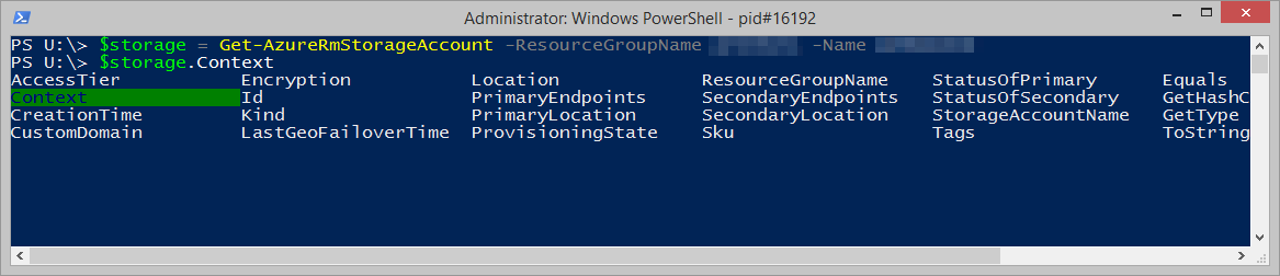 Another way to obtain a storage account context